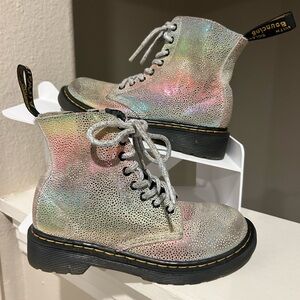 Dr. Martens Kids Holographic Rainbow Lace-Up Boots
